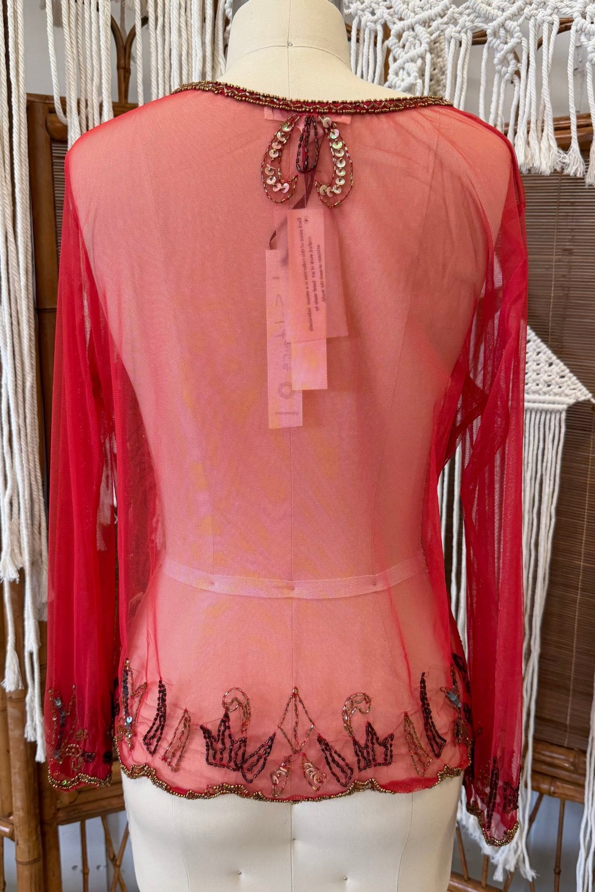 FINAL SALE Sheer Jeweled Layering Top Red - ivyandlavyboutique LA Skirts