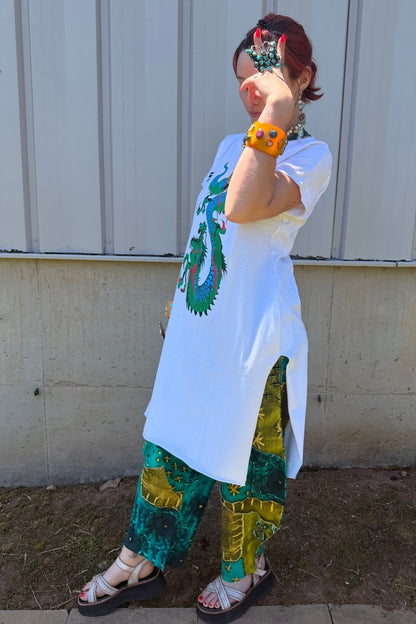 FINAL SALE T-Shirt Tunic with Spirit Dragon Print - ivyandlavyboutique LeParisPetit by I Love Linen