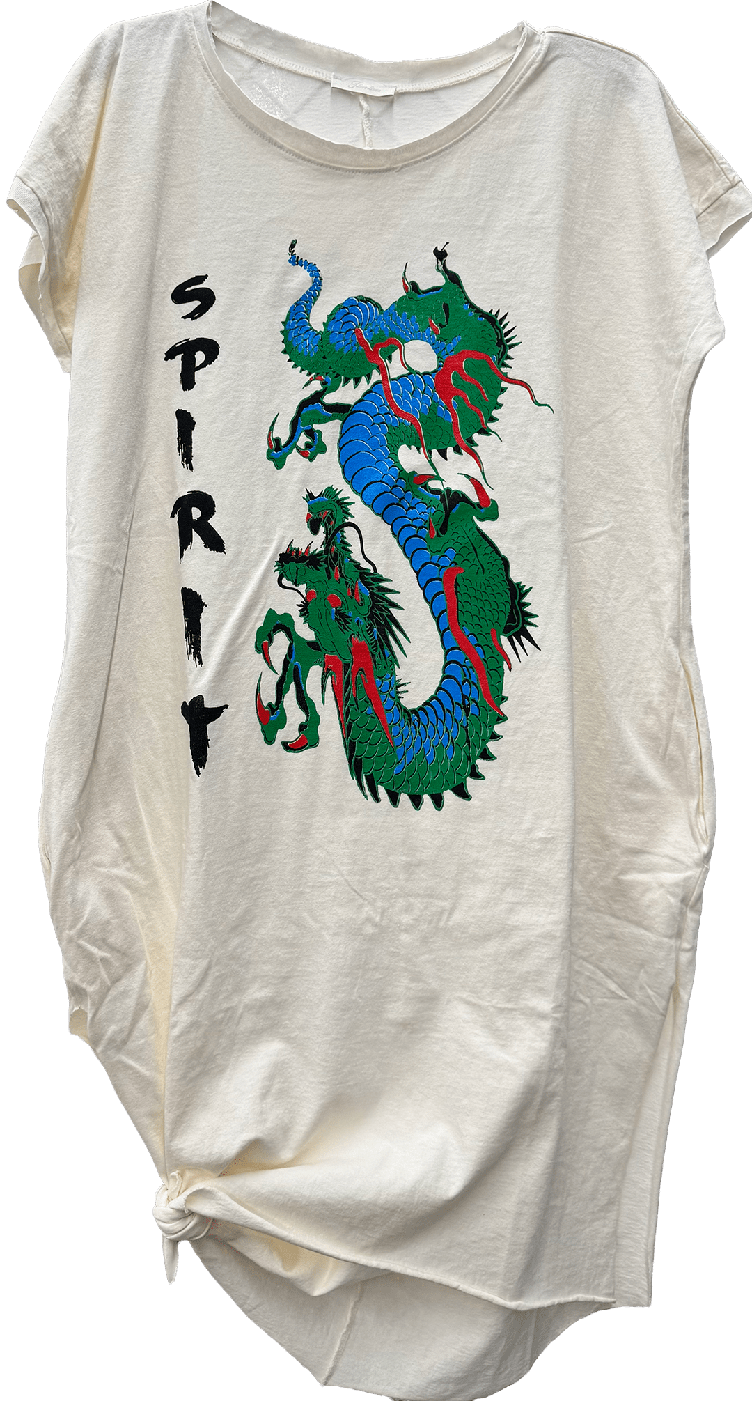 FINAL SALE T-Shirt Tunic with Spirit Dragon Print - ivyandlavyboutique LeParisPetit by I Love Linen