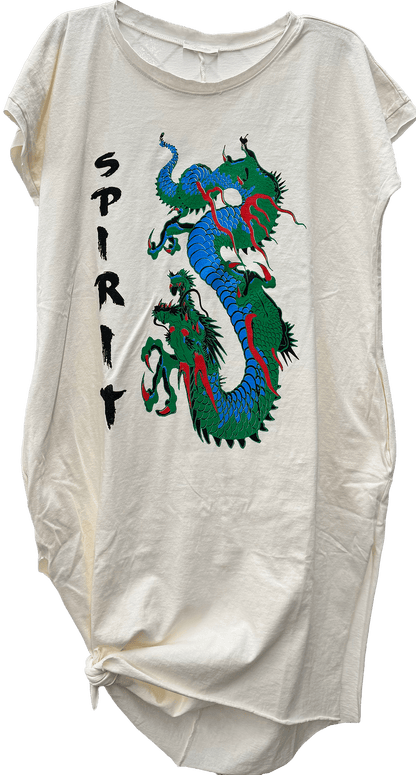 FINAL SALE T-Shirt Tunic with Spirit Dragon Print - ivyandlavyboutique LeParisPetit by I Love Linen
