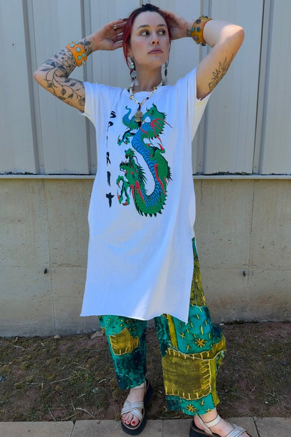 FINAL SALE T-Shirt Tunic with Spirit Dragon Print - ivyandlavyboutique LeParisPetit by I Love Linen