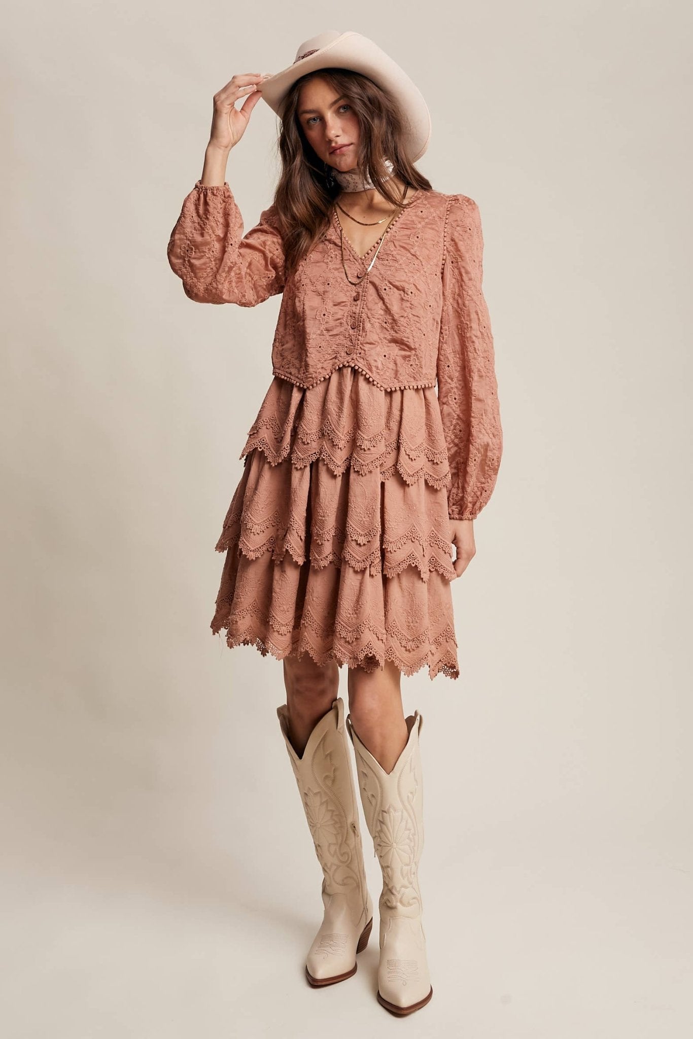 Final Sale - Tiered Scallop Embroidered Mini Dress - ivyandlavyboutique Listicle