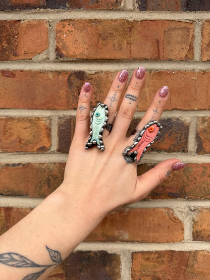 Fishy Pottery Ring - Pink or Green - ivyandlavyboutique ivyandlavyboutique