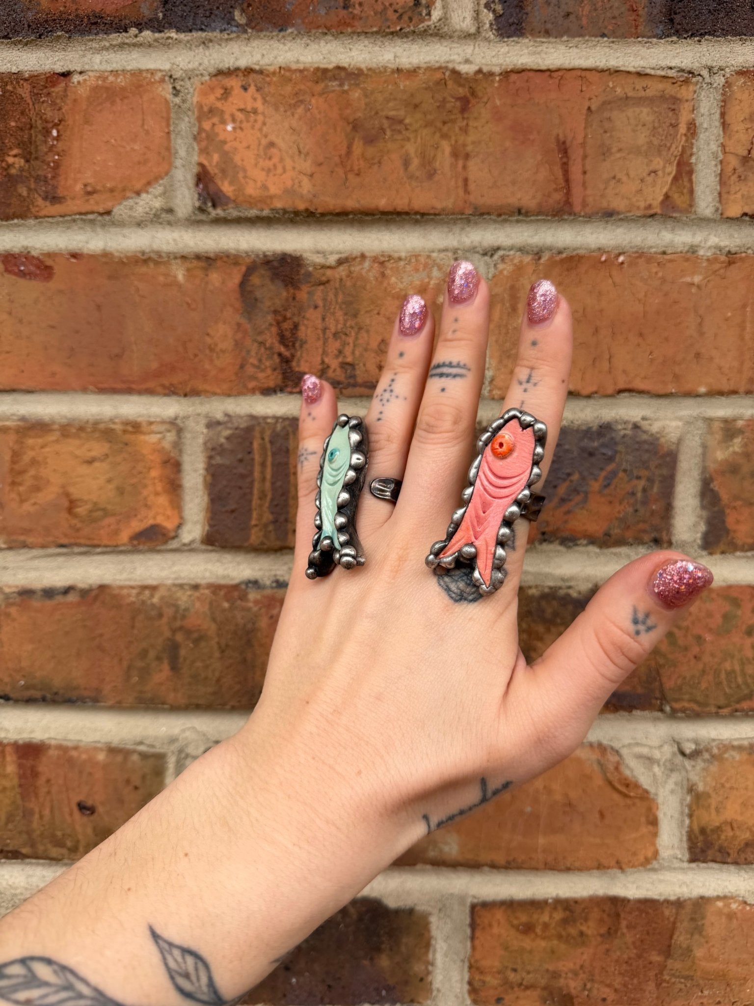 Fishy Pottery Ring - Pink or Green - ivyandlavyboutique ivyandlavyboutique