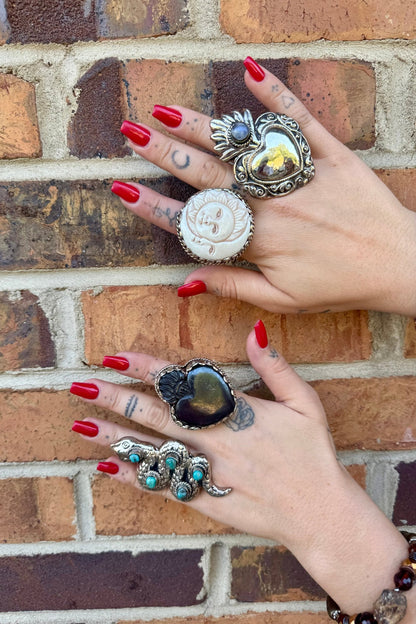 Flaming Heart in Silver w/ Moonstone - ivyandlavyboutique ivyandlavyboutique