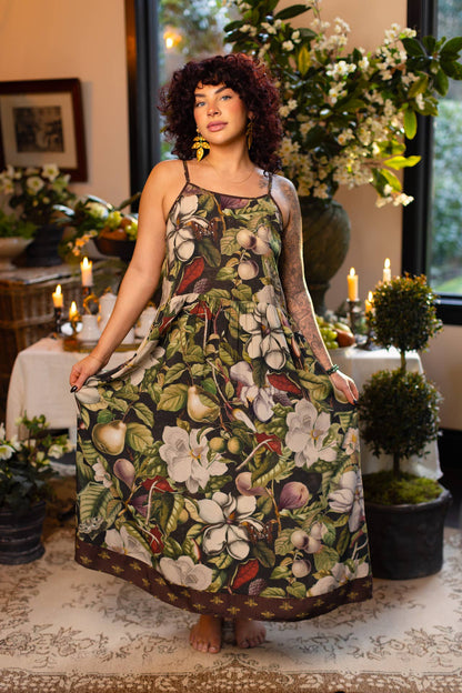 Fleur De Lune Bohéme Long Maxi Slip Dress w/ Florals & Bees - ivyandlavyboutique Market of Stars (USA)