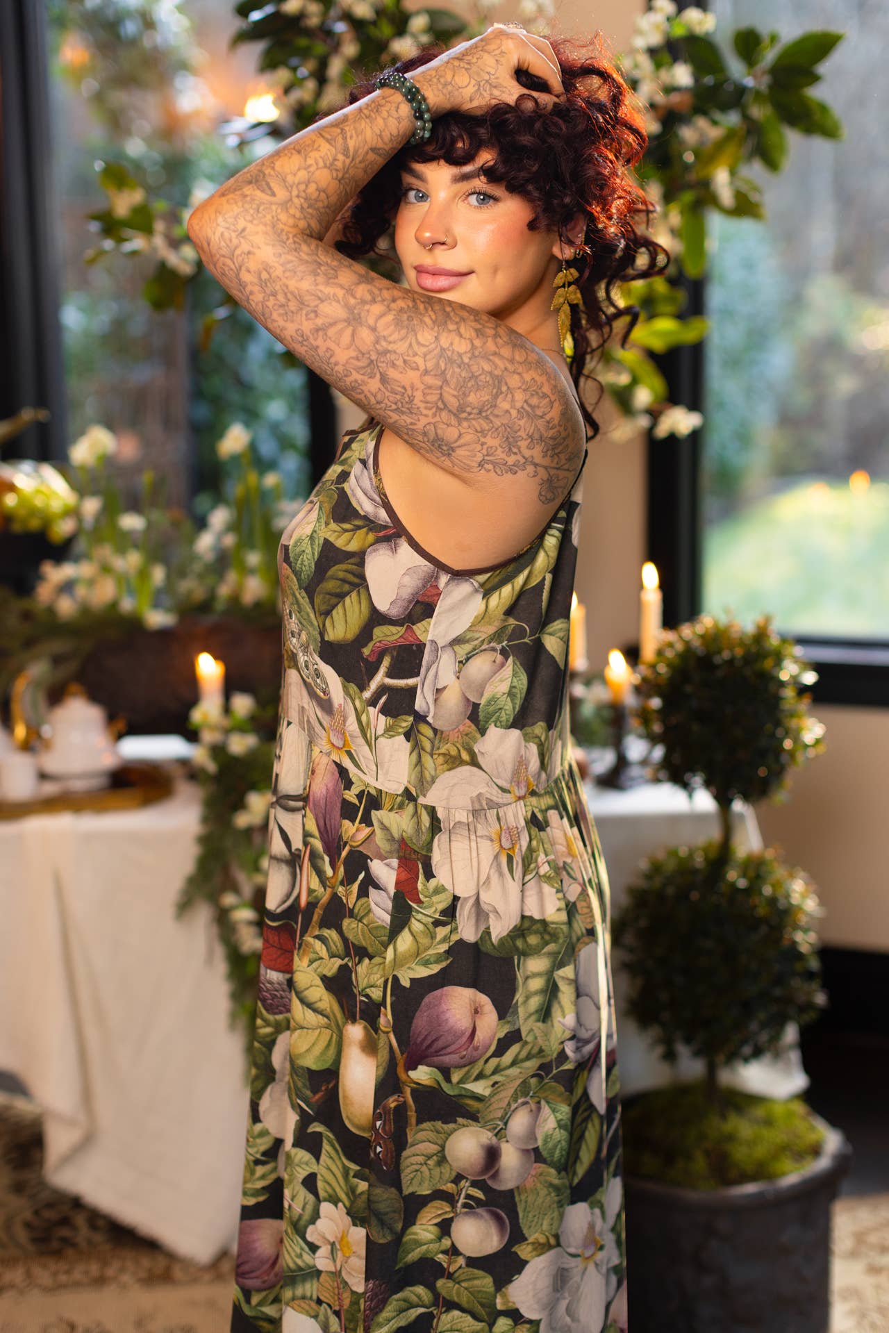 Fleur De Lune Bohéme Long Maxi Slip Dress w/ Florals & Bees - ivyandlavyboutique Market of Stars (USA)