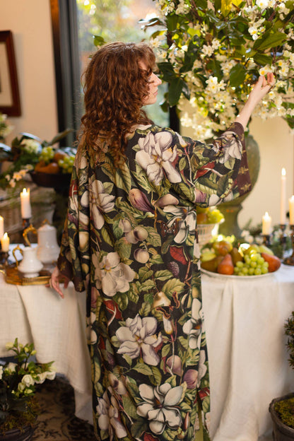 Fleur De Lune Opera Duster Kimono Robe w/ Florals & Bees - ivyandlavyboutique Market of Stars (USA)