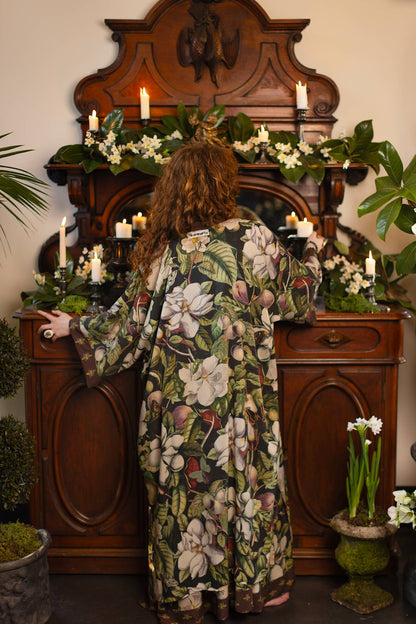 Fleur De Lune Opera Duster Kimono Robe w/ Florals & Bees - ivyandlavyboutique Market of Stars (USA)