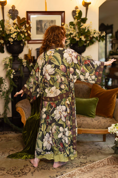 Fleur De Lune Opera Duster Kimono Robe w/ Florals & Bees - ivyandlavyboutique Market of Stars (USA)