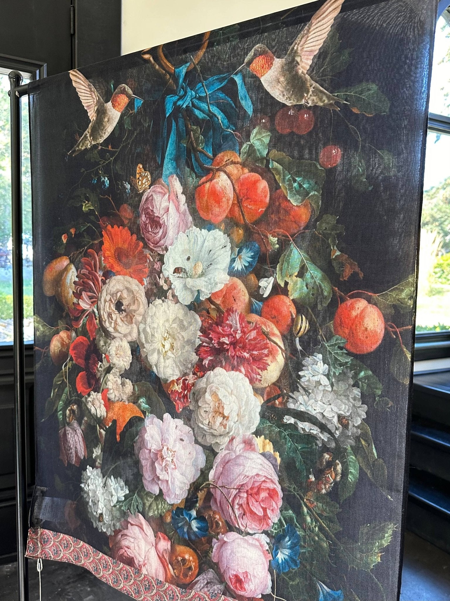 Flight of Fancy Floral Scarf with Hummingbirds Print - ivyandlavyboutique Market of Stars