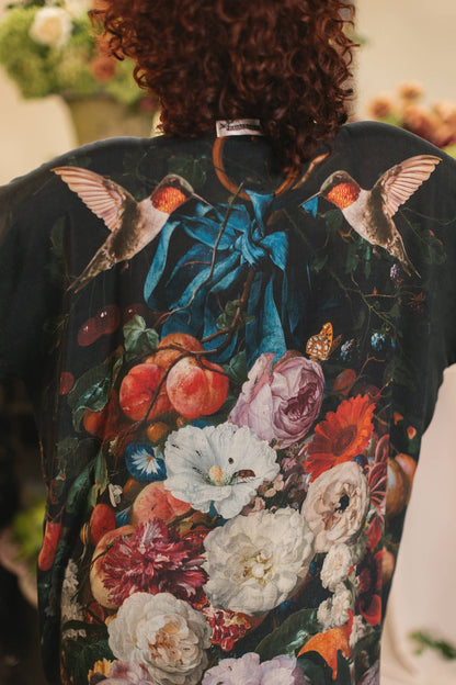 Flight of Fancy Opera Duster Kimono Robe Hummingbird Print - ivyandlavyboutique Market of Stars