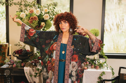 Flight of Fancy Opera Duster Kimono Robe Hummingbird Print - ivyandlavyboutique Market of Stars