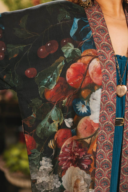 Flight of Fancy Opera Duster Kimono Robe Hummingbird Print - ivyandlavyboutique Market of Stars