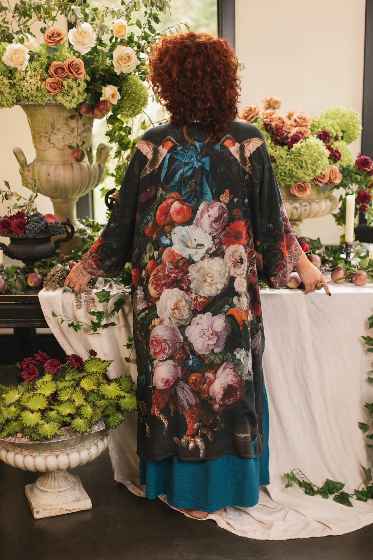 Flight of Fancy Opera Duster Kimono Robe Hummingbird Print - ivyandlavyboutique Market of Stars