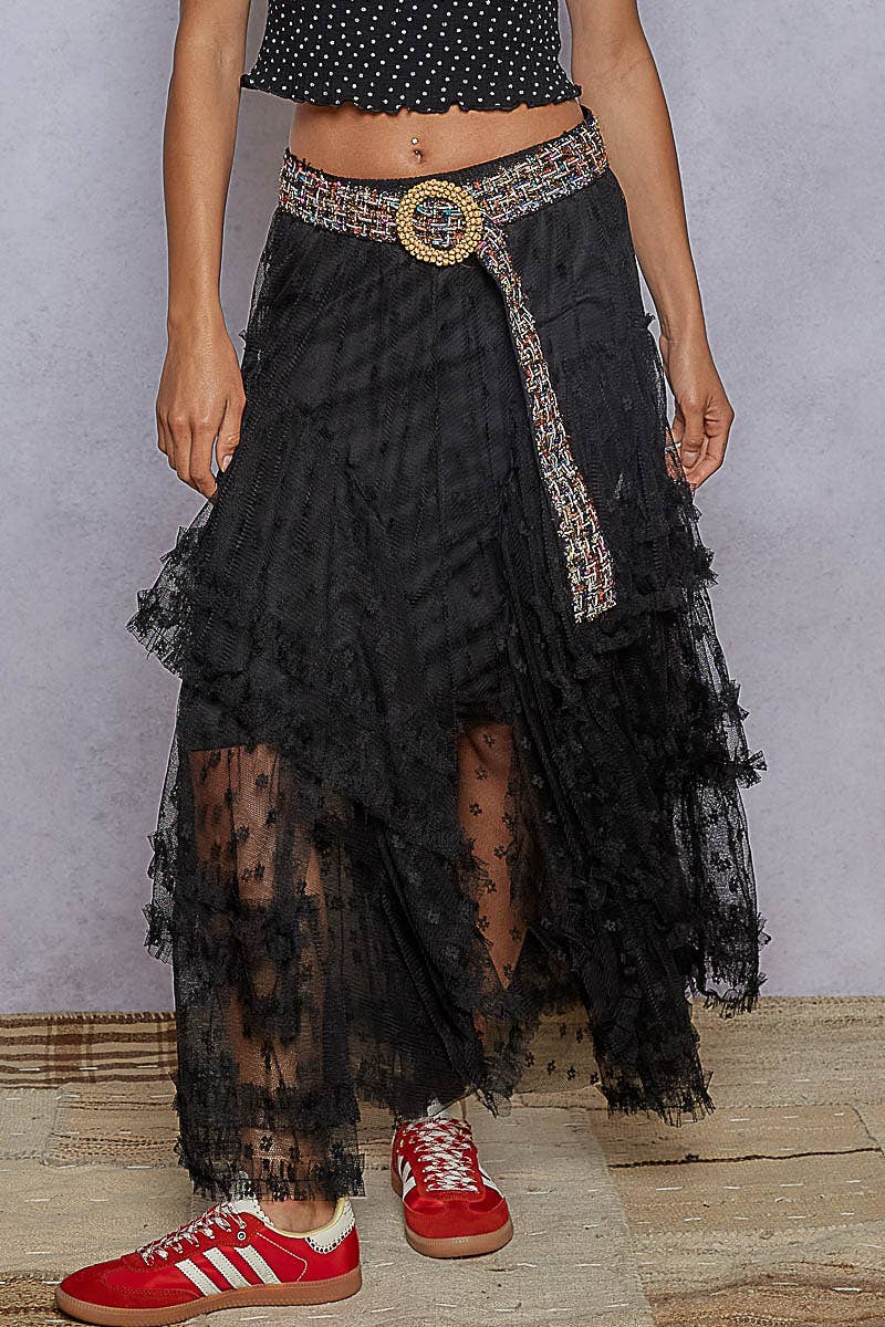 Floral embroidered ruffle lace crochet skirts - ivyandlavyboutique Pol Clothing