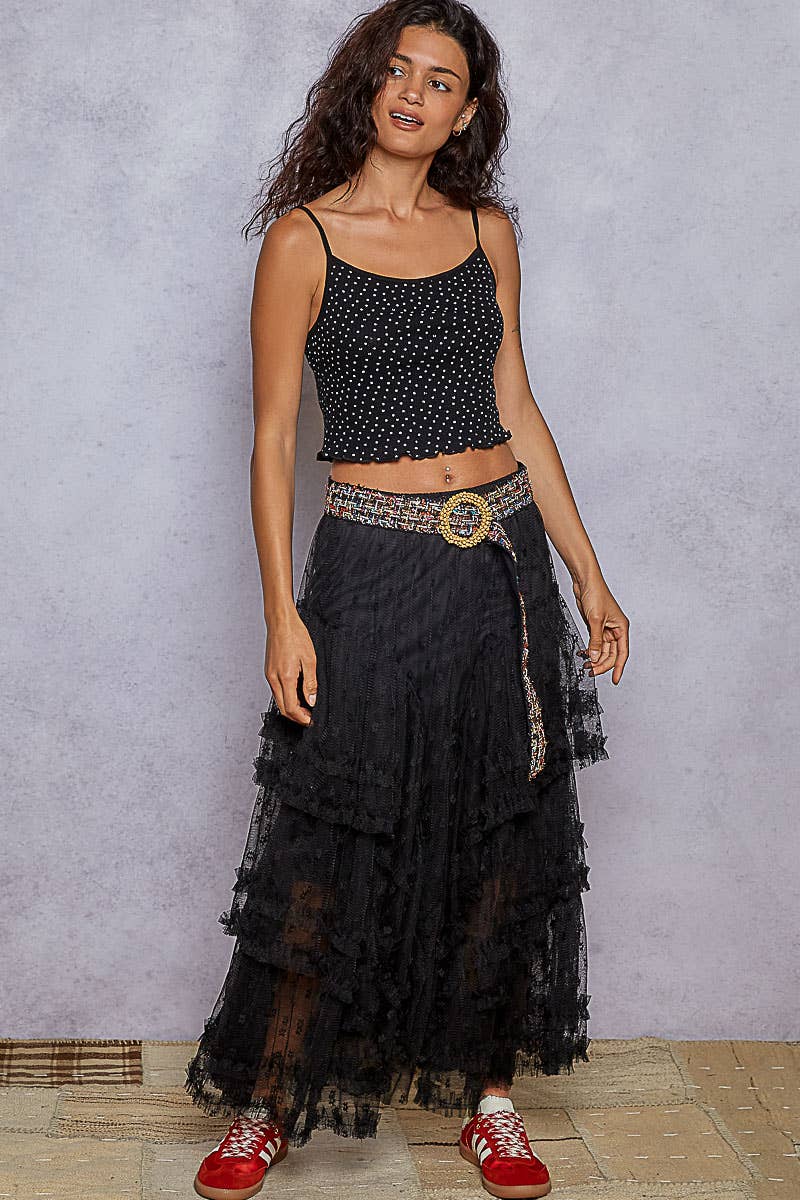 Floral embroidered ruffle lace crochet skirts - ivyandlavyboutique Pol Clothing