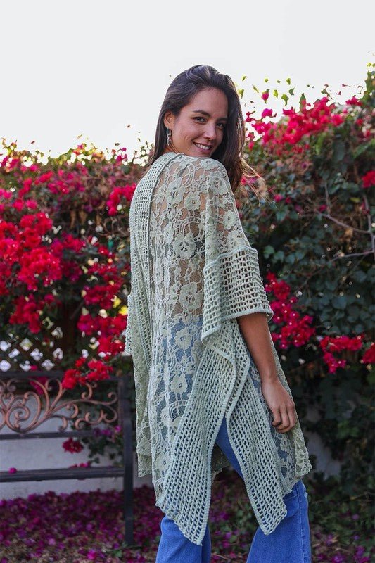 Floral Lace Textured Kimono - ivyandlavyboutique Leto Accessories