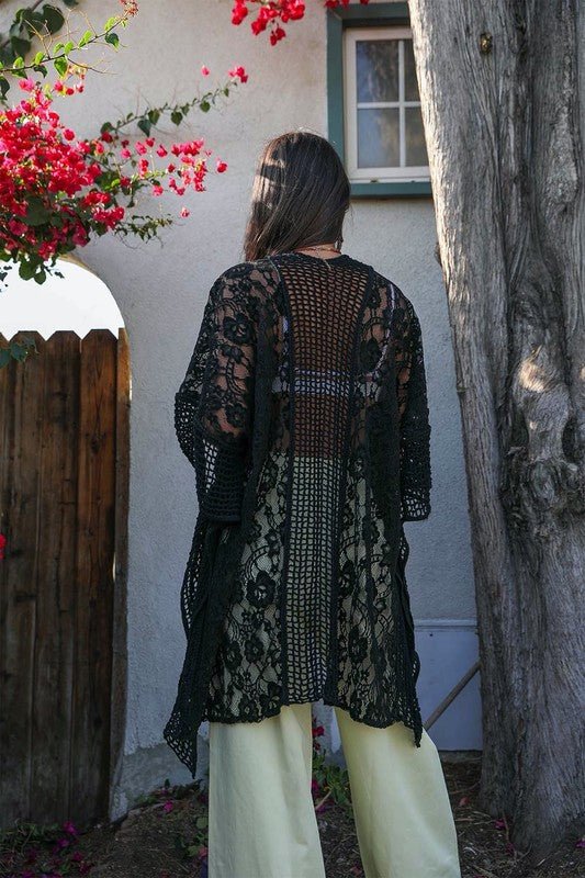Floral Lace Textured Kimono - ivyandlavyboutique Leto Accessories