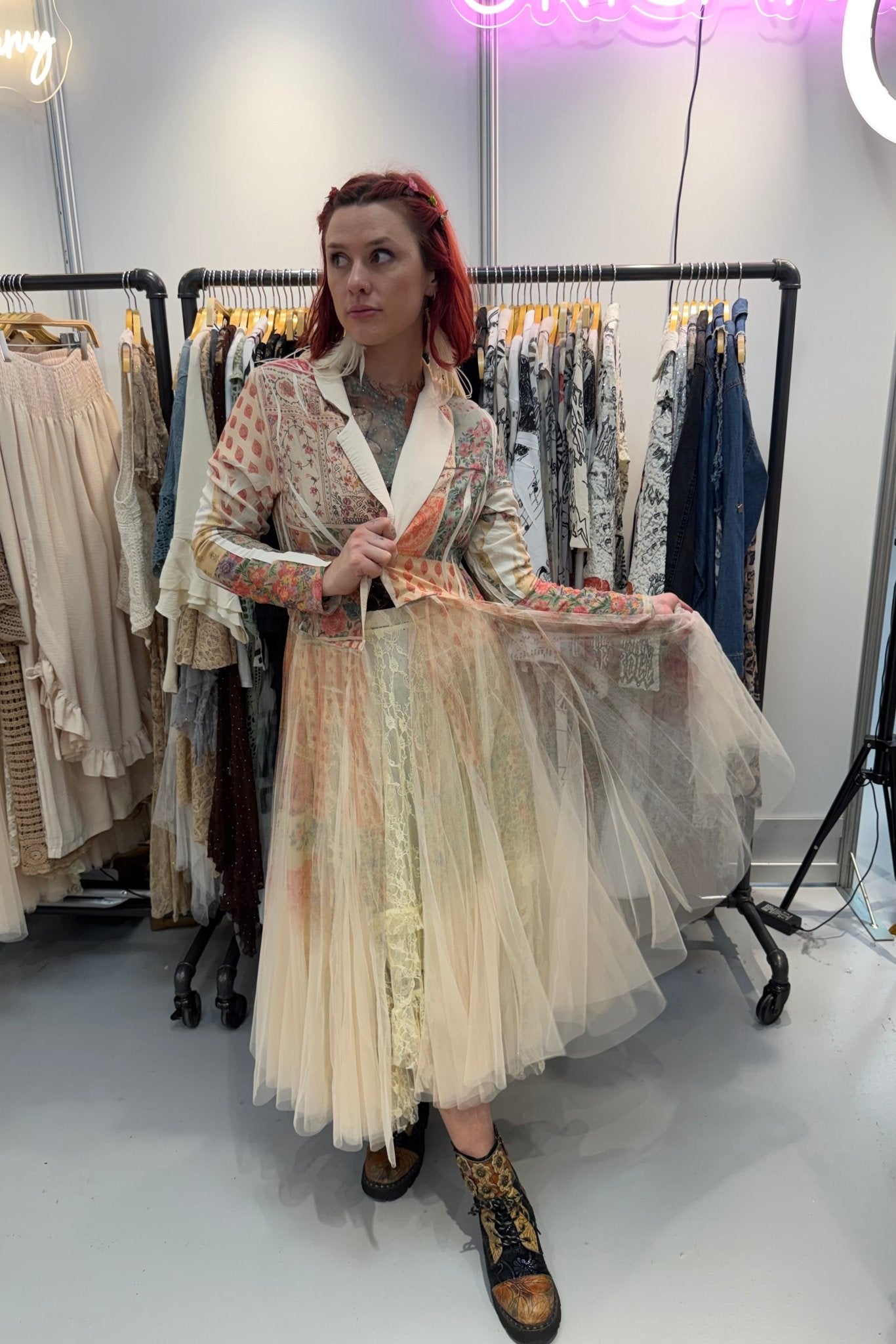 Floral Print Jacket - ols - 4773 - ivyandlavyboutique Origami Apparel ~ Lace and Crochet inspired