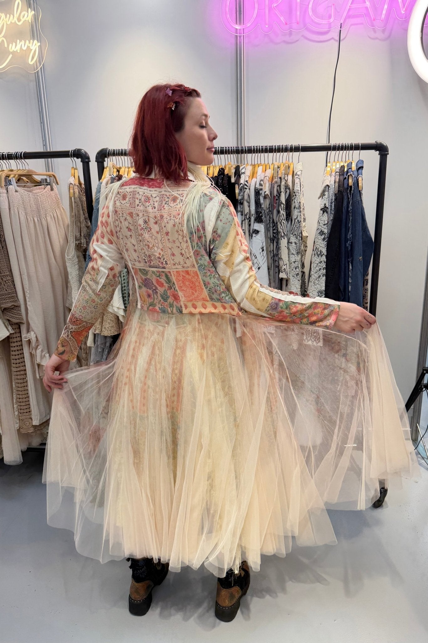 Floral Print Jacket - ols - 4773 - ivyandlavyboutique Origami Apparel ~ Lace and Crochet inspired