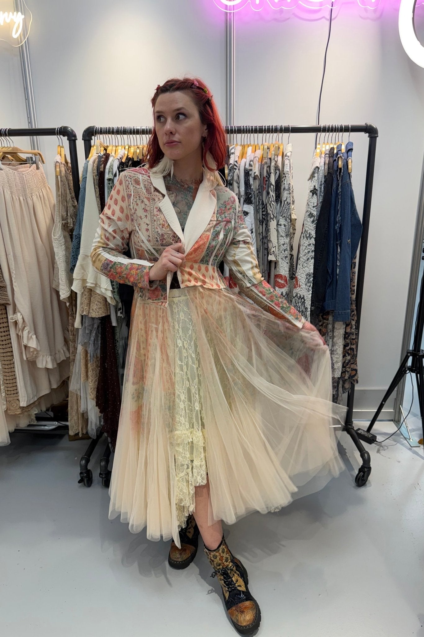 Floral Print Jacket - ols - 4773 - ivyandlavyboutique Origami Apparel ~ Lace and Crochet inspired