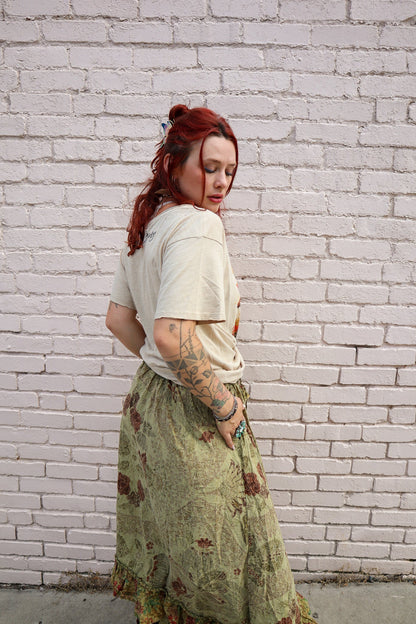 Floral Veiws - Moon Dance Distressed Cotton Tee Top - ivyandlavyboutique Jaded Gypsy