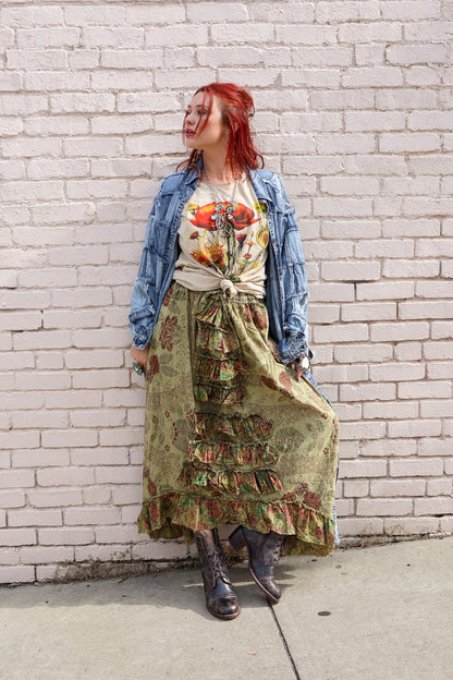 Floral Veiws - Moon Dance Distressed Cotton Tee Top - ivyandlavyboutique Jaded Gypsy