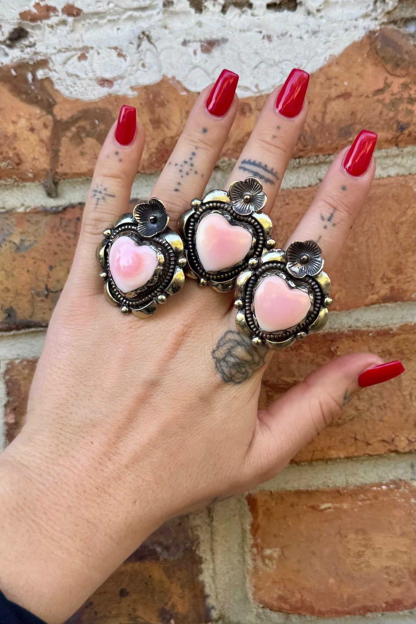 Flower of my Heart Ring in Pink Opal - ivyandlavyboutique ivyandlavyboutique