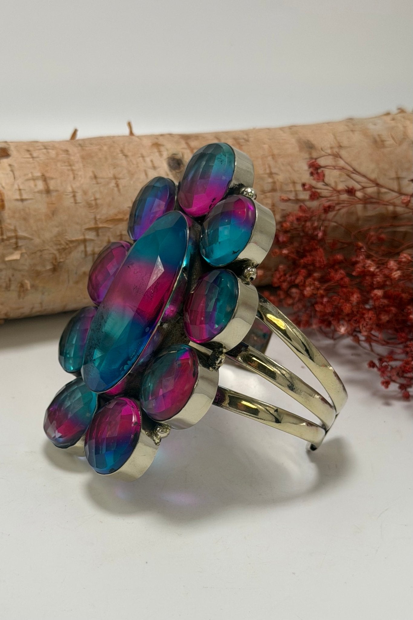 Flower Power 3 Line Cuff Style 10 - ivyandlavyboutique ivyandlavyboutique