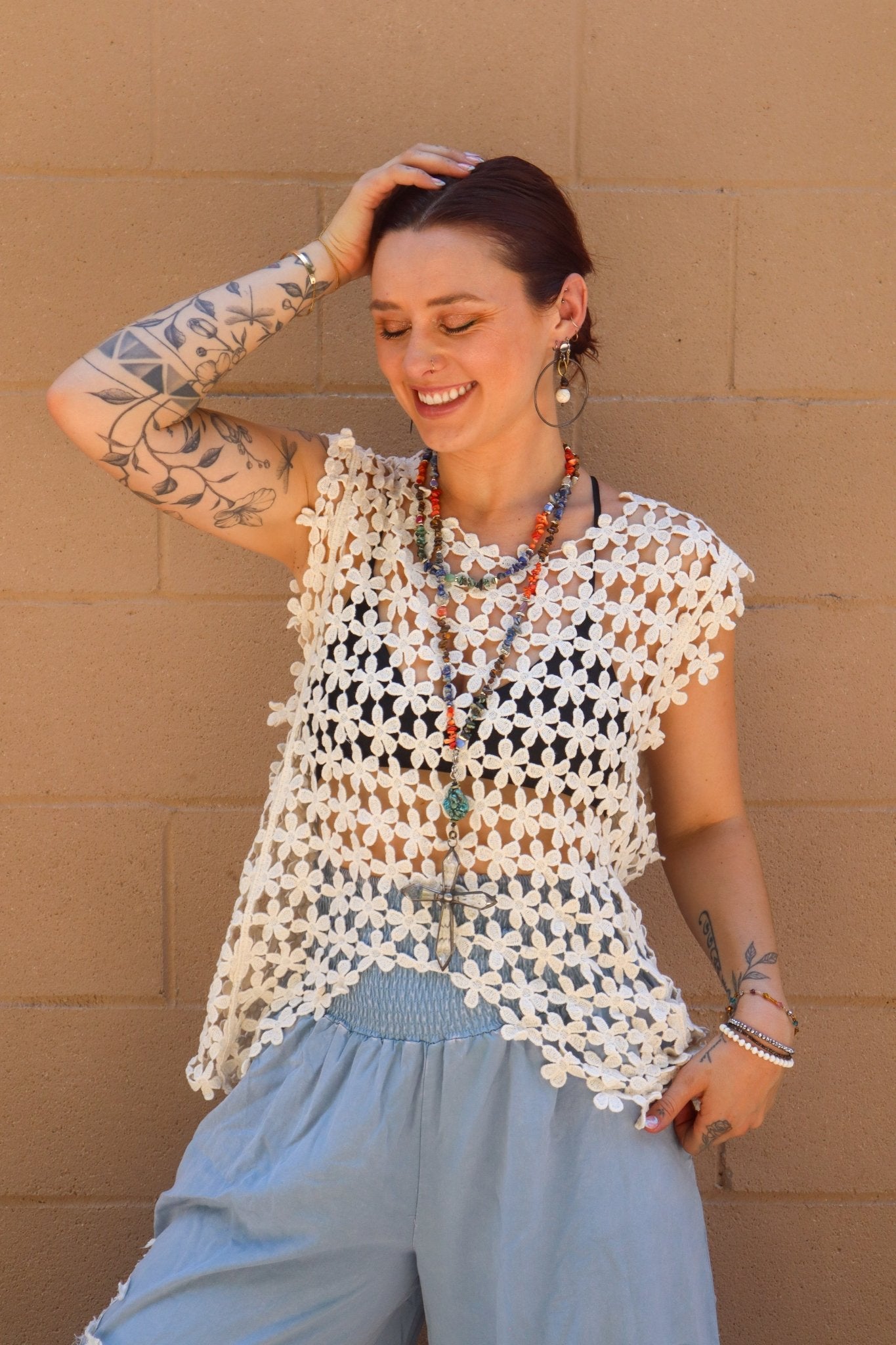 Flower Power Knit Top - ivyandlavyboutique Pol Clothing