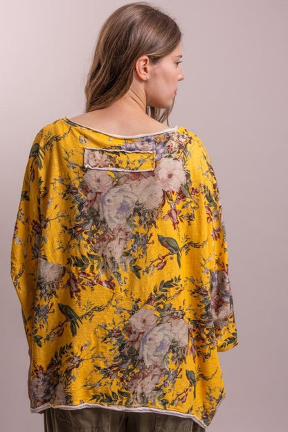 Flower Power Oversized Top - Boho Wanderlust Boutique Blue Velvet