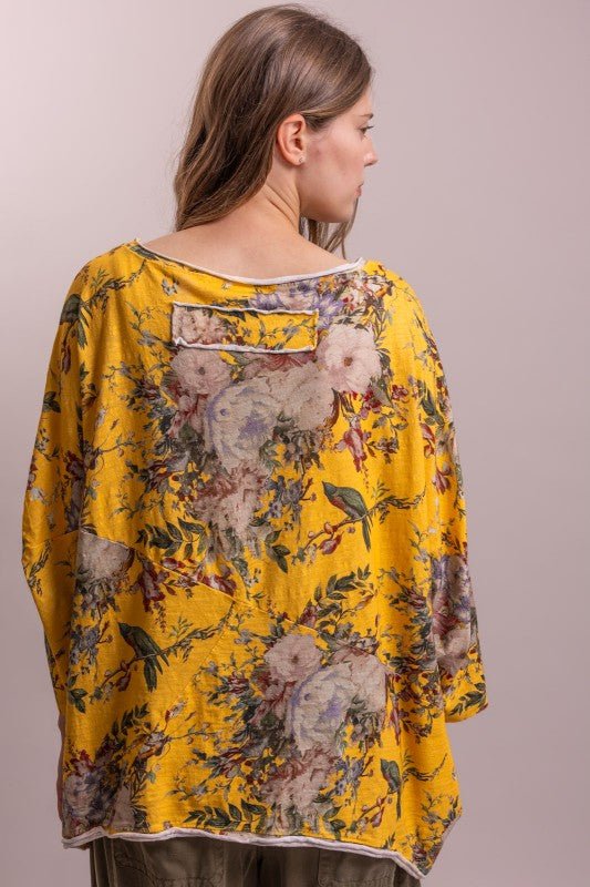 Flower Power Oversized Top - Boho Wanderlust Boutique Blue Velvet