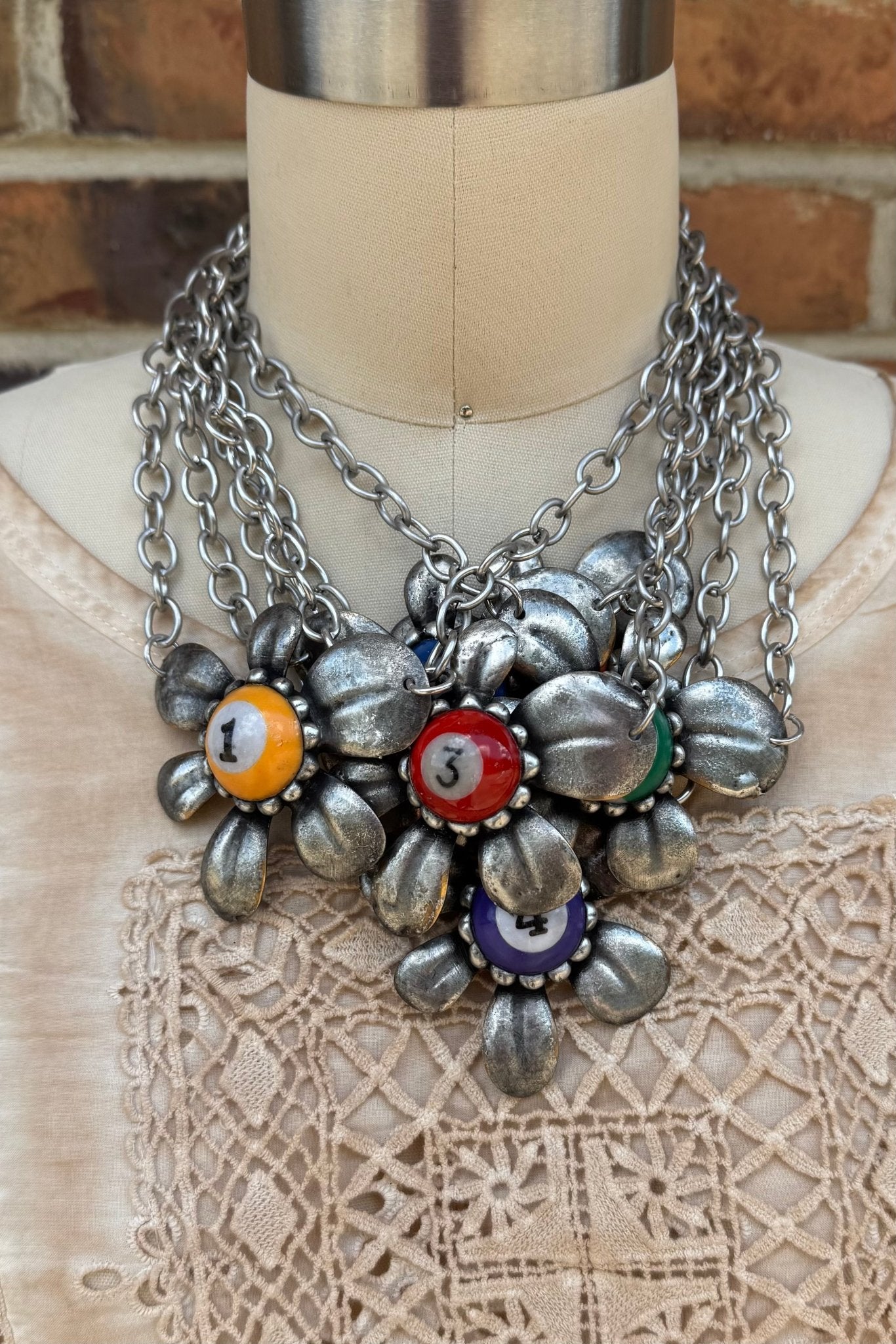 Flower Power Poll Ball Necklace - ivyandlavyboutique Art by Amy
