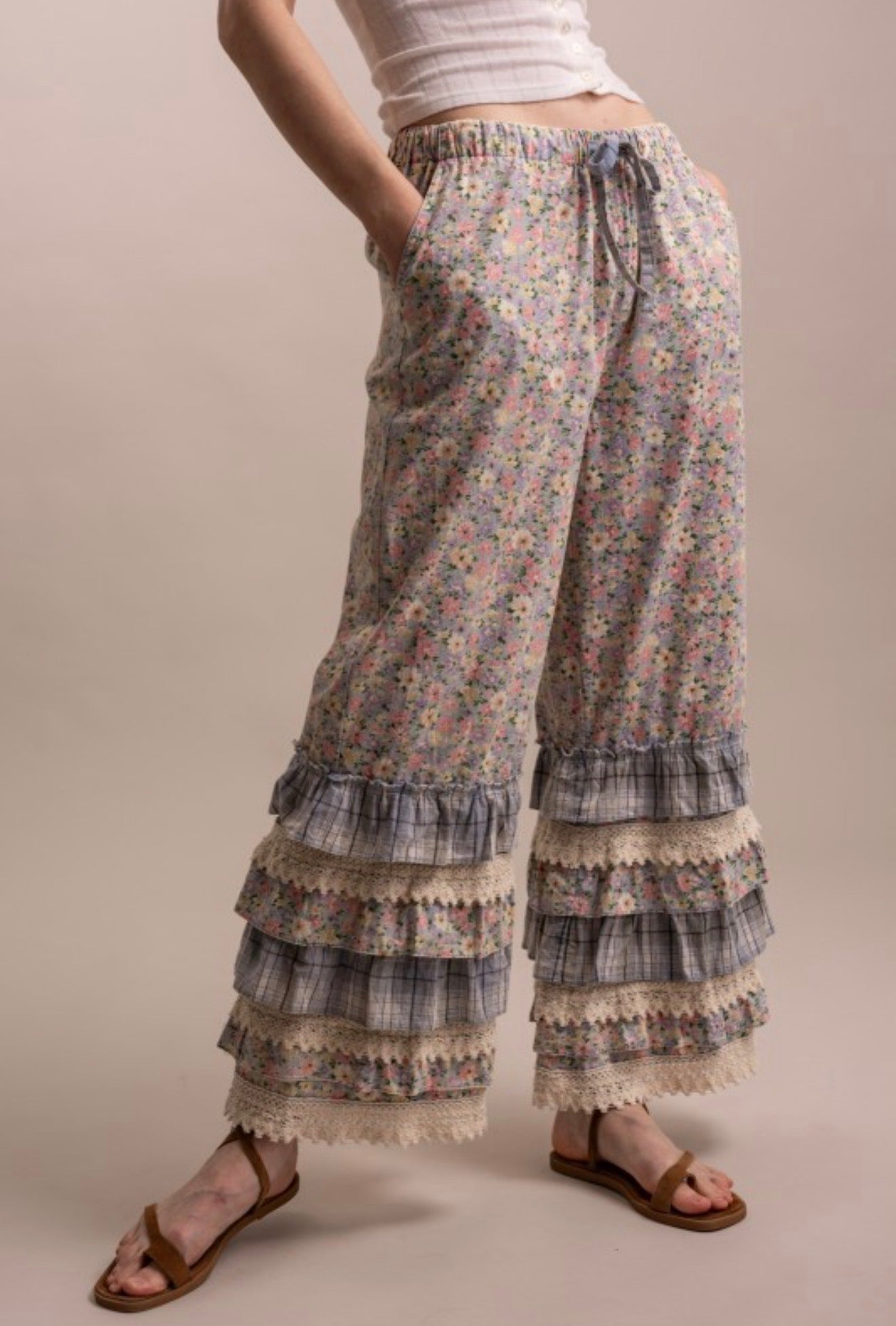 Flower Power Printed Bloomers in Blue - ivyandlavyboutique Blue Velvet