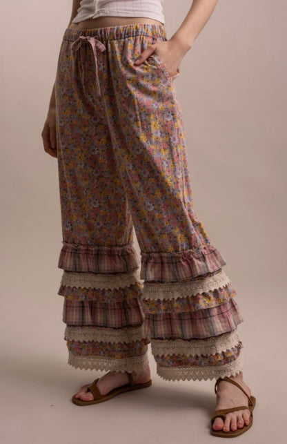 Flower Power Printed Bloomers in Pink - ivyandlavyboutique Blue Velvet