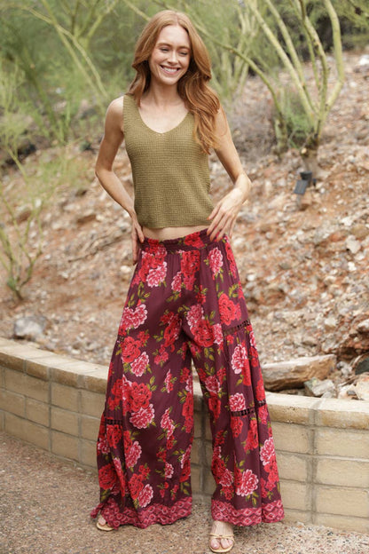 Flower Power Wide Leg Pant - ivyandlavyboutique ANGIE