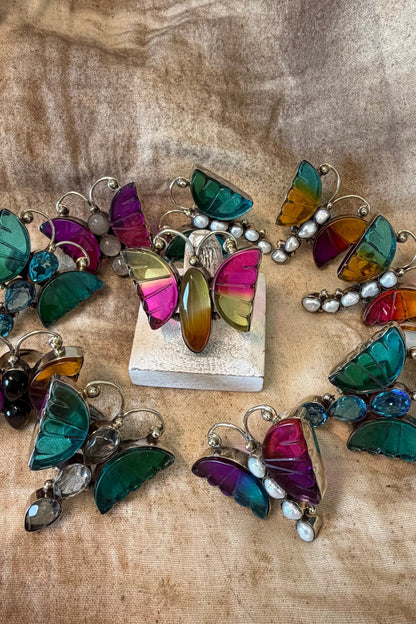 Flutterby With Genstones Ring - Boho Wanderlust Boutique Boho Wanderlust Boutique