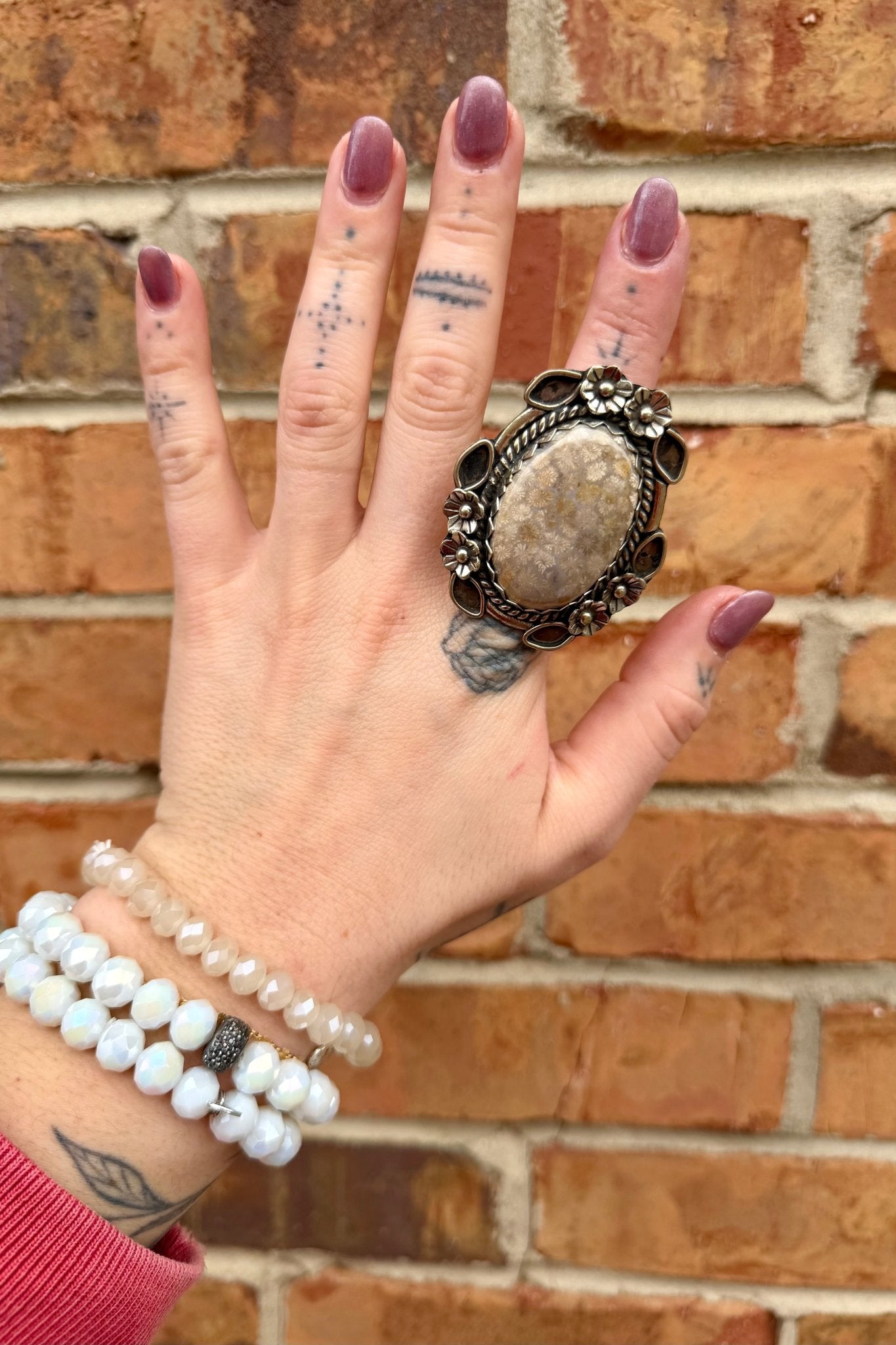 Fossil Pattern Oval Ring - ivyandlavyboutique ivyandlavyboutique