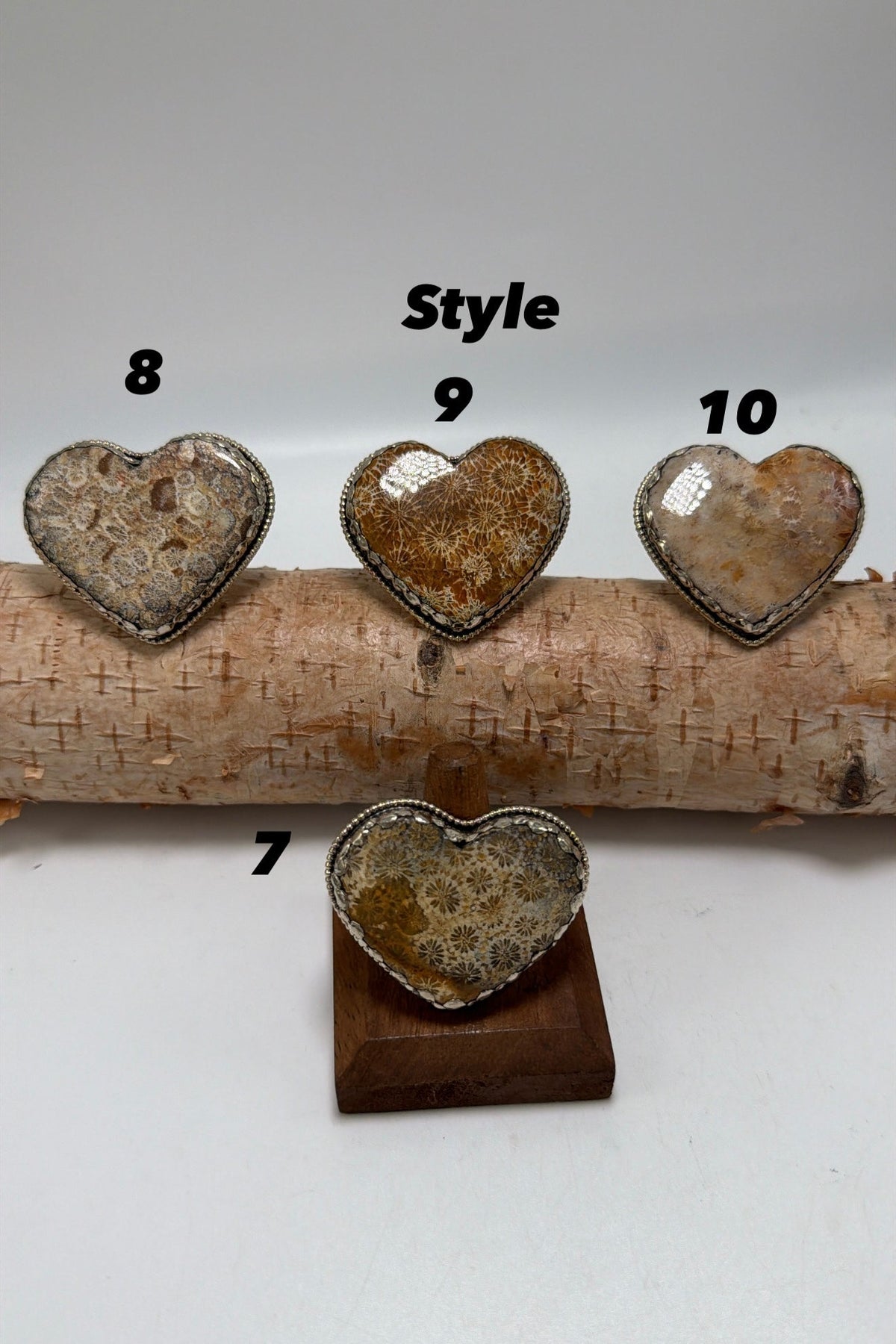 Fossilized Coral Heart Ring - ivyandlavyboutique ivyandlavyboutique