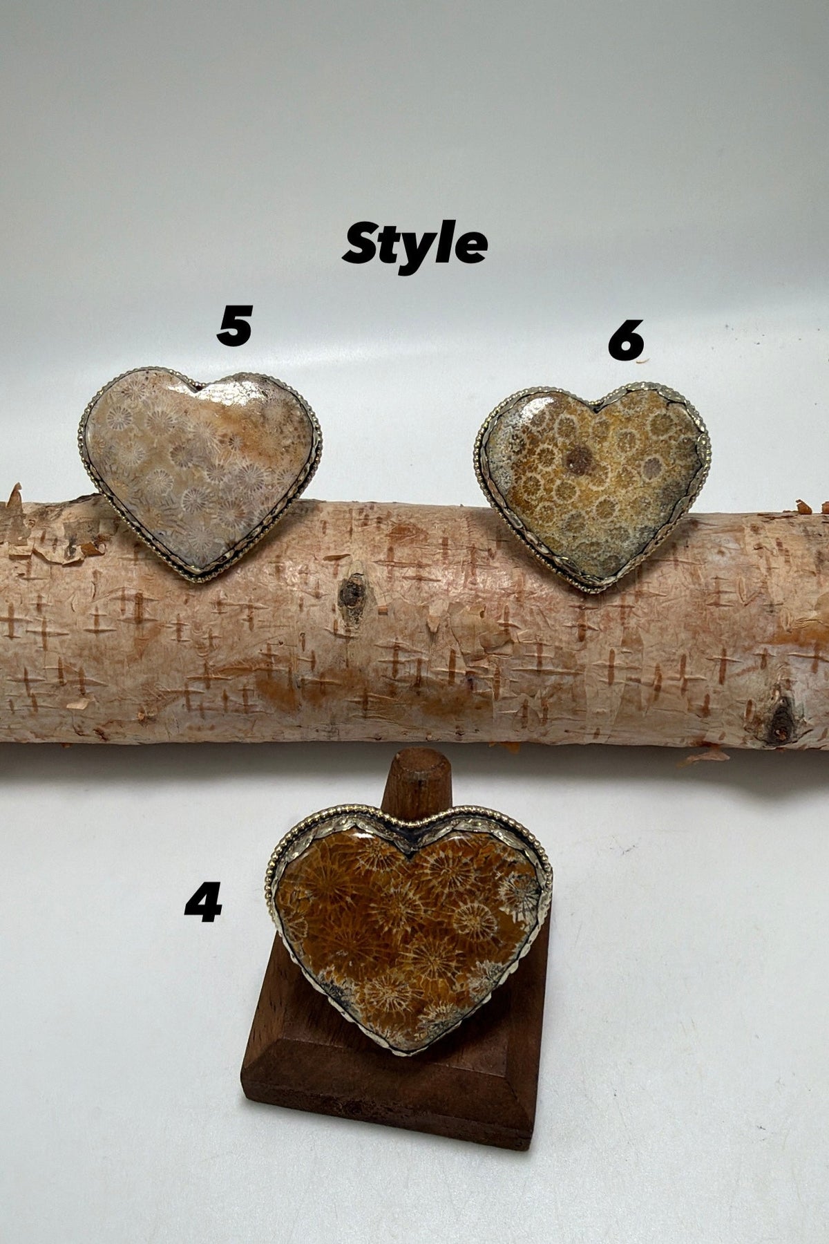 Fossilized Coral Heart Ring - ivyandlavyboutique ivyandlavyboutique