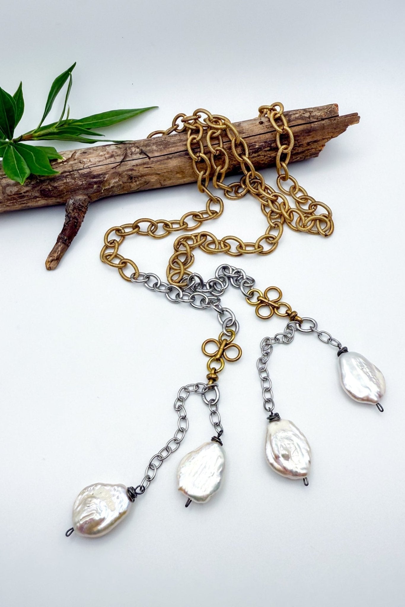 Freshwater Pearl Vintage Watch Chain Necklace - ivyandlavyboutique Spirit Lala
