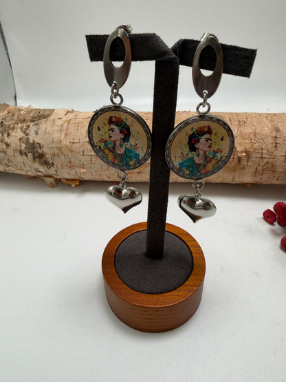 Frida And Heart Earrings 3 - ivyandlavyboutique Spirit Lala