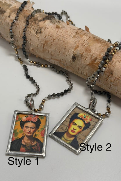 Frida Portrait Gemstone Necklace - ivyandlavyboutique ivyandlavyboutique