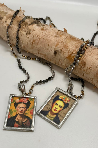 Frida Portrait Gemstone Necklace - ivyandlavyboutique ivyandlavyboutique