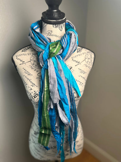 Fringe Scarf - Ferris: Blue & Green Multi - colored - ivyandlavyboutique The Curated Raven