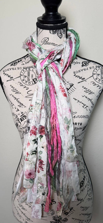 Fringe Scarf - ROSE TEA GARDEN - ivyandlavyboutique The Curated Raven