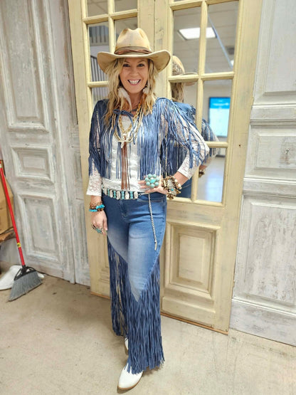 Fringed Denim Jeans - ivyandlavyboutique A Rare Bird Shop