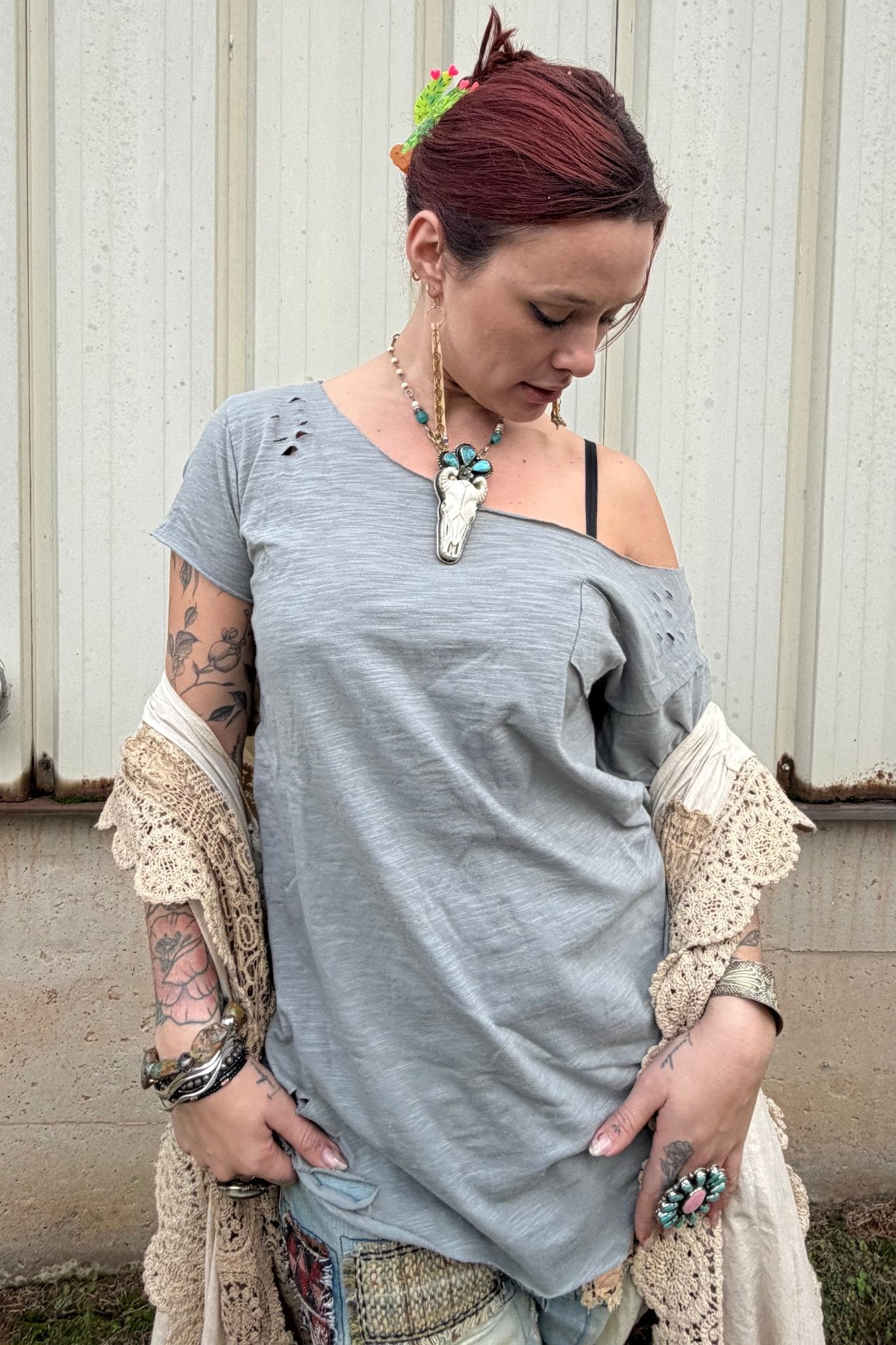 Frontier Skull Blue Statement Necklace - ivyandlavyboutique ivyandlavyboutique