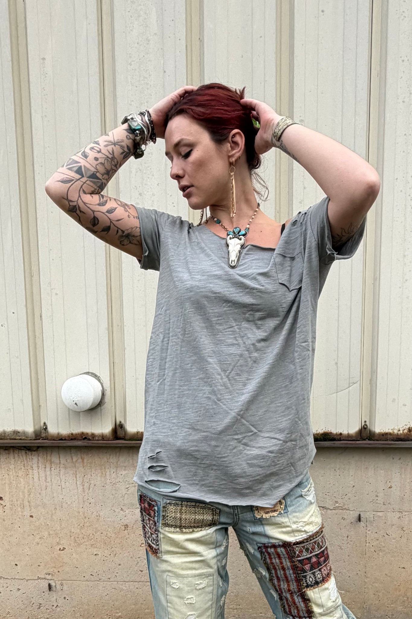 Frontier Skull Blue Statement Necklace - ivyandlavyboutique ivyandlavyboutique